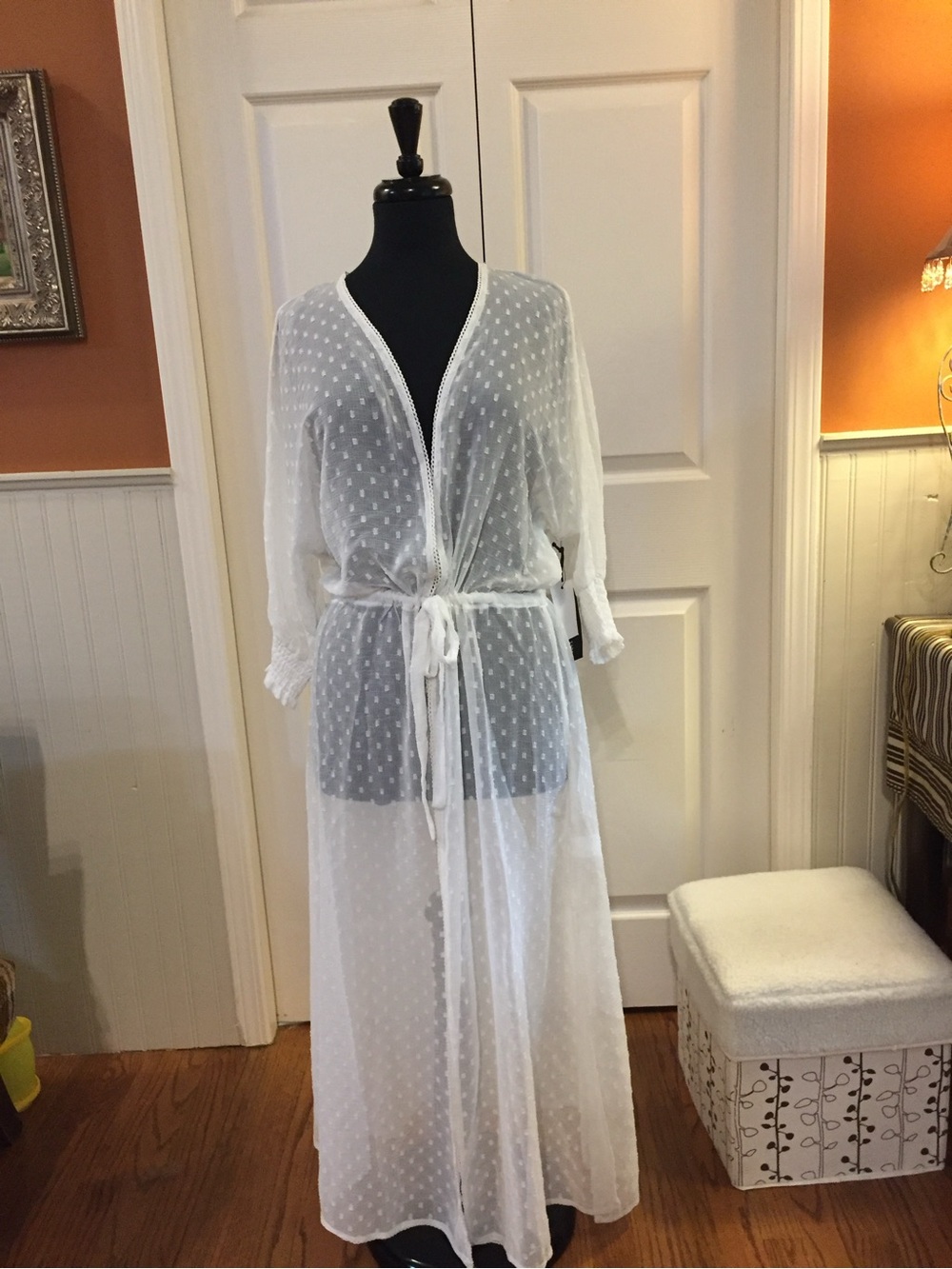 Black Tape_ White Sheer Paisley-Trim Cover-Up